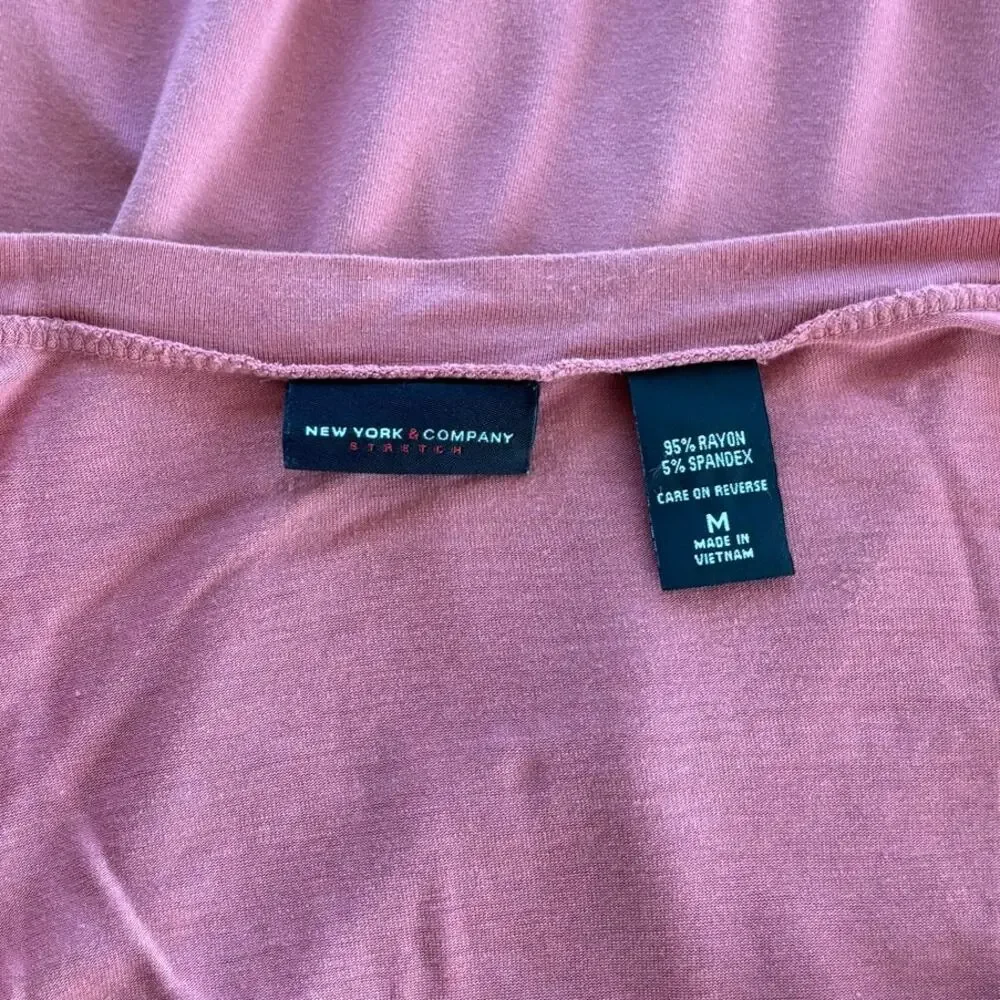 2000s New York & Company Ruched Draped Blouse Jersey Knit Soft Size Medium - Picture 4 of 7